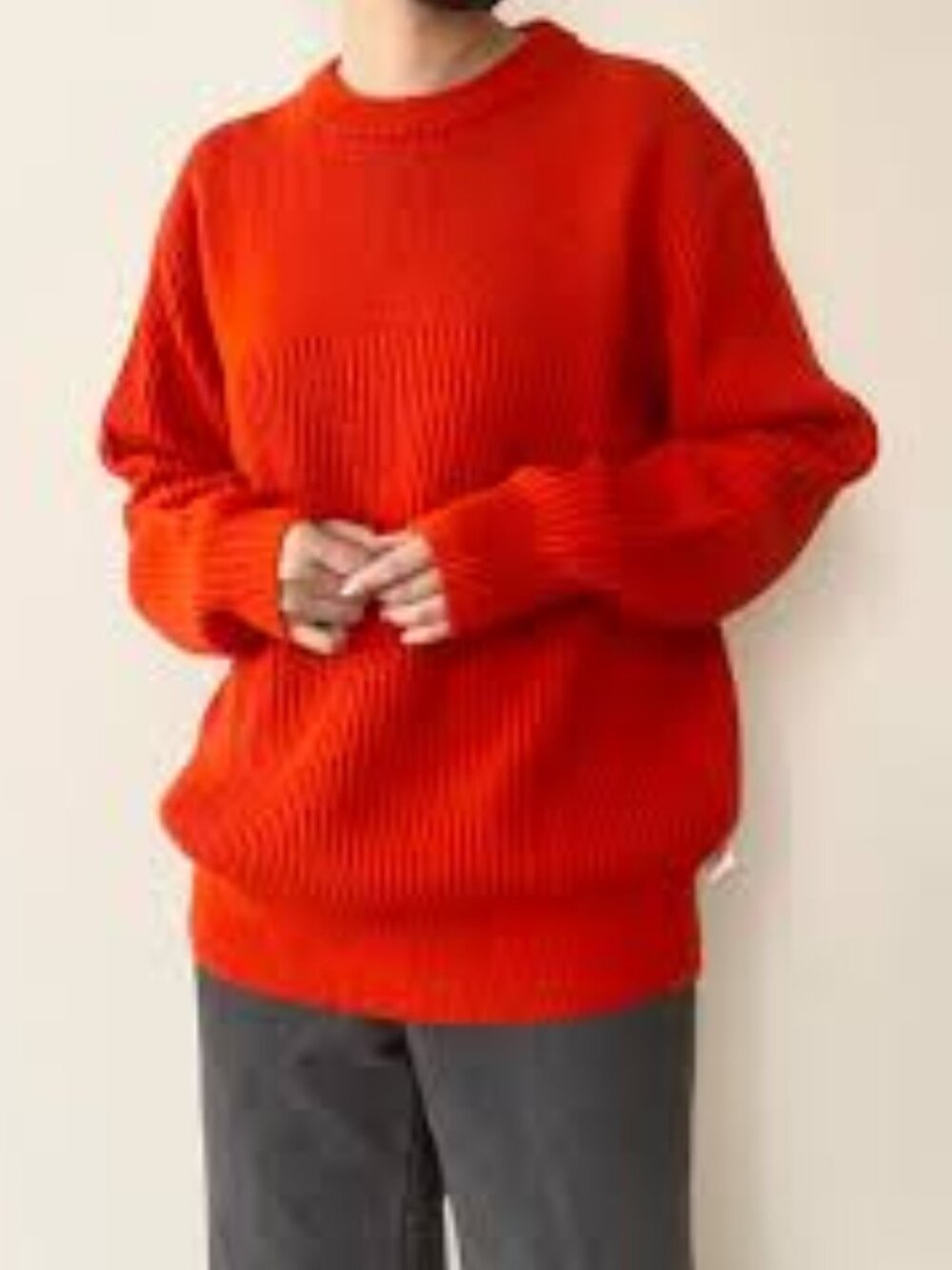 JW ANDERSON x Uniqlo | Men’s Orange Ribbed Crewneck Sweater